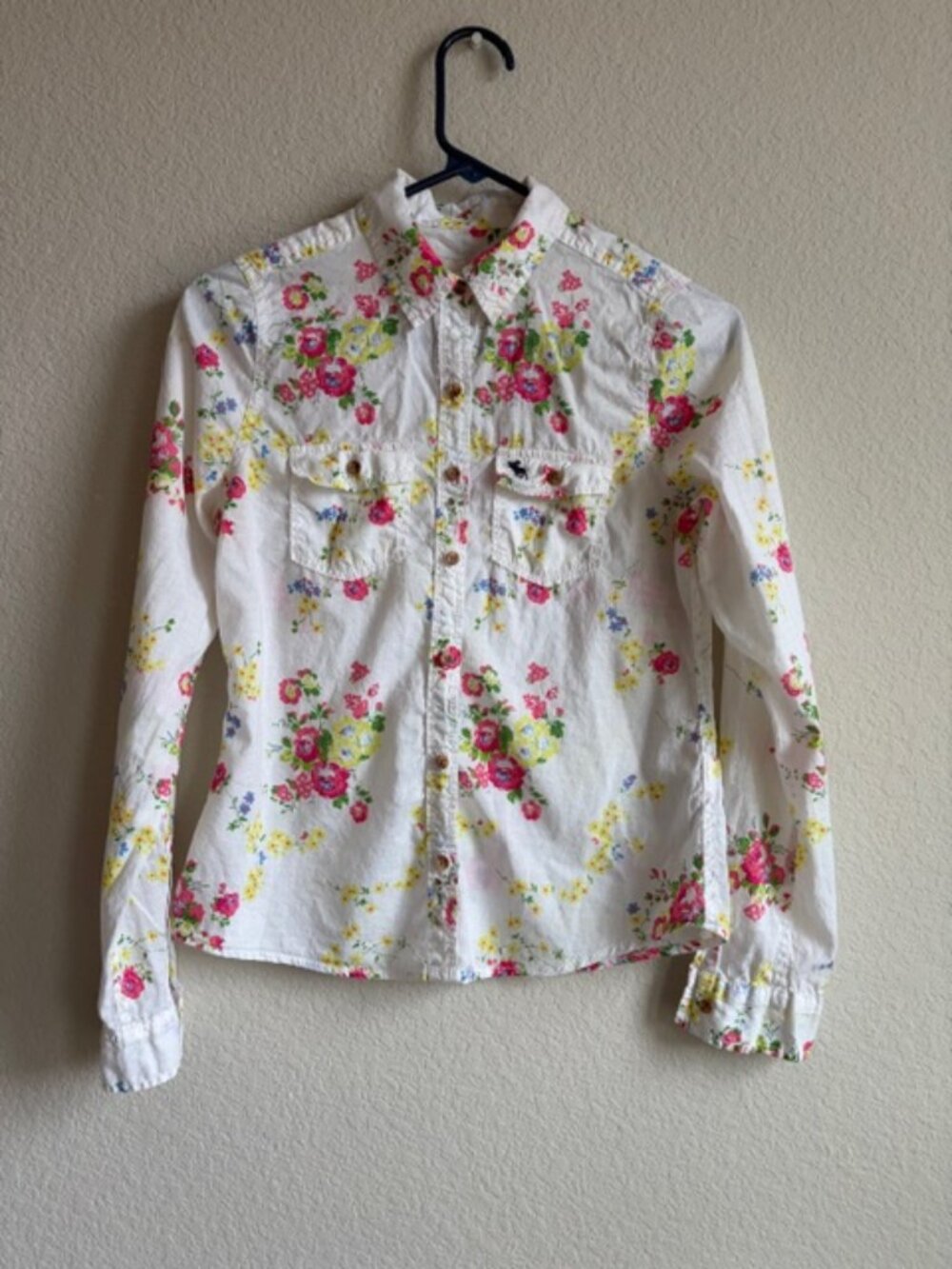Vintage Abercrombie & Fitch Womens Floral 100% Cotton Moose Shirt XL Y2K Preppy - Picture 2 of 9